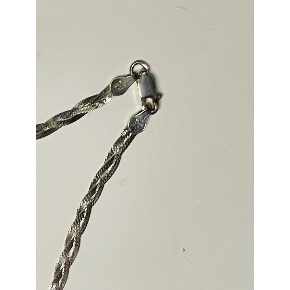 925 Italy Sterling Silver Braided Herringbone Twist Chain Necklace 20 Inch